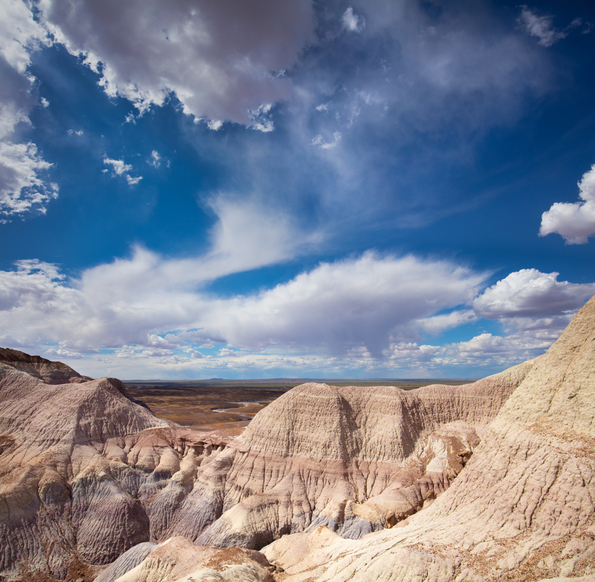Petrified National Forest, Blue Mesa and Spring Clouds
