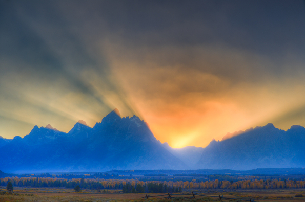 Grand Tetons National Park, Sunset with fire-21